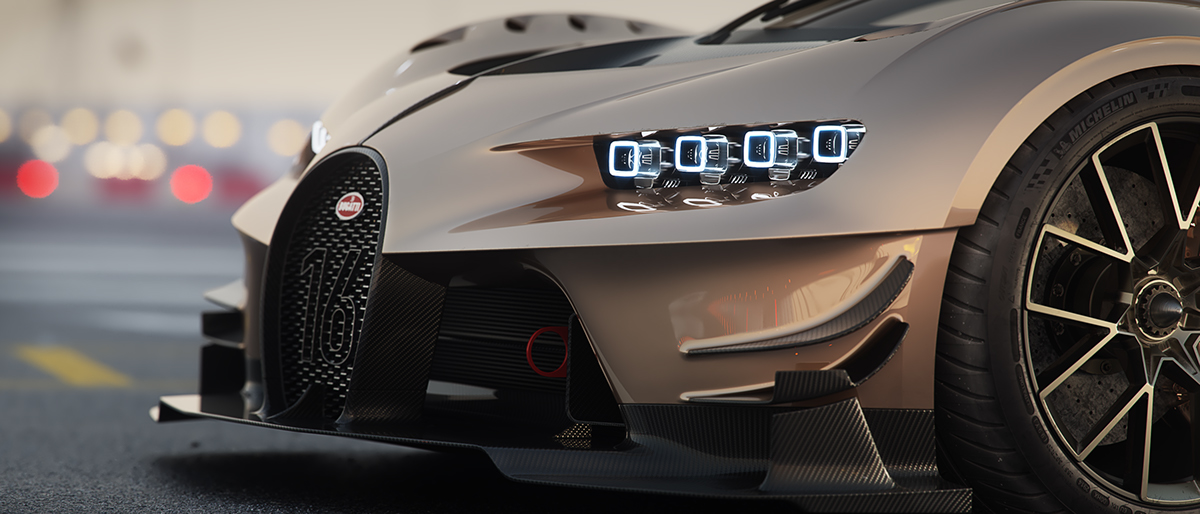 Bugatti，Chiron，Vray rendering，vehicle，
