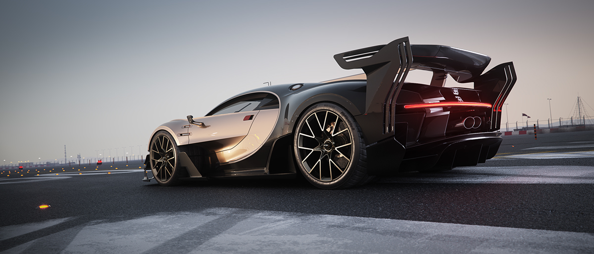 Bugatti，Chiron，Vray rendering，vehicle，