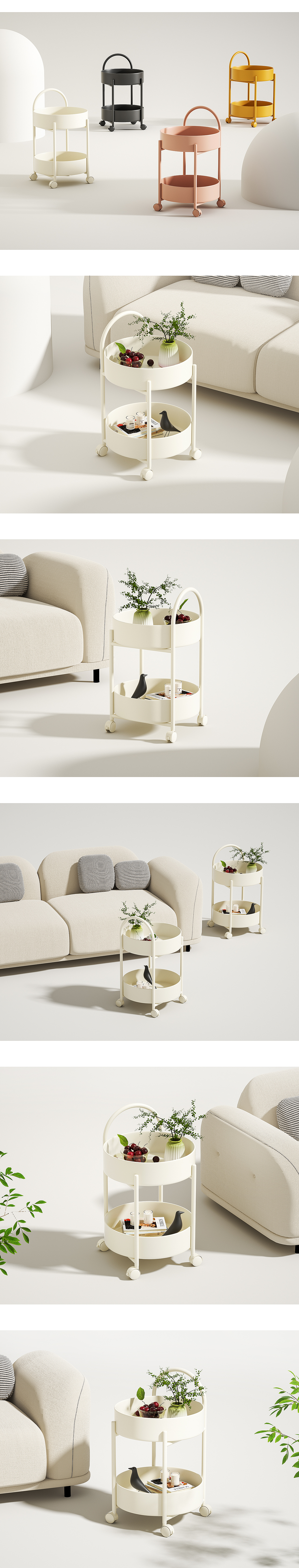 furniture design ，garden cart，Side table，Storage rack，Cream wind，Bucket cart，