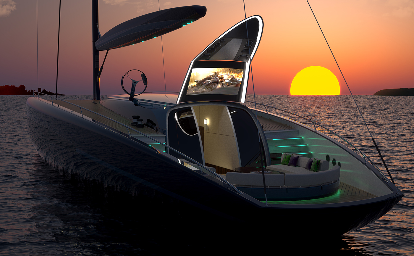 12 people，waterfall，solar energy，luxury，Sailboat，