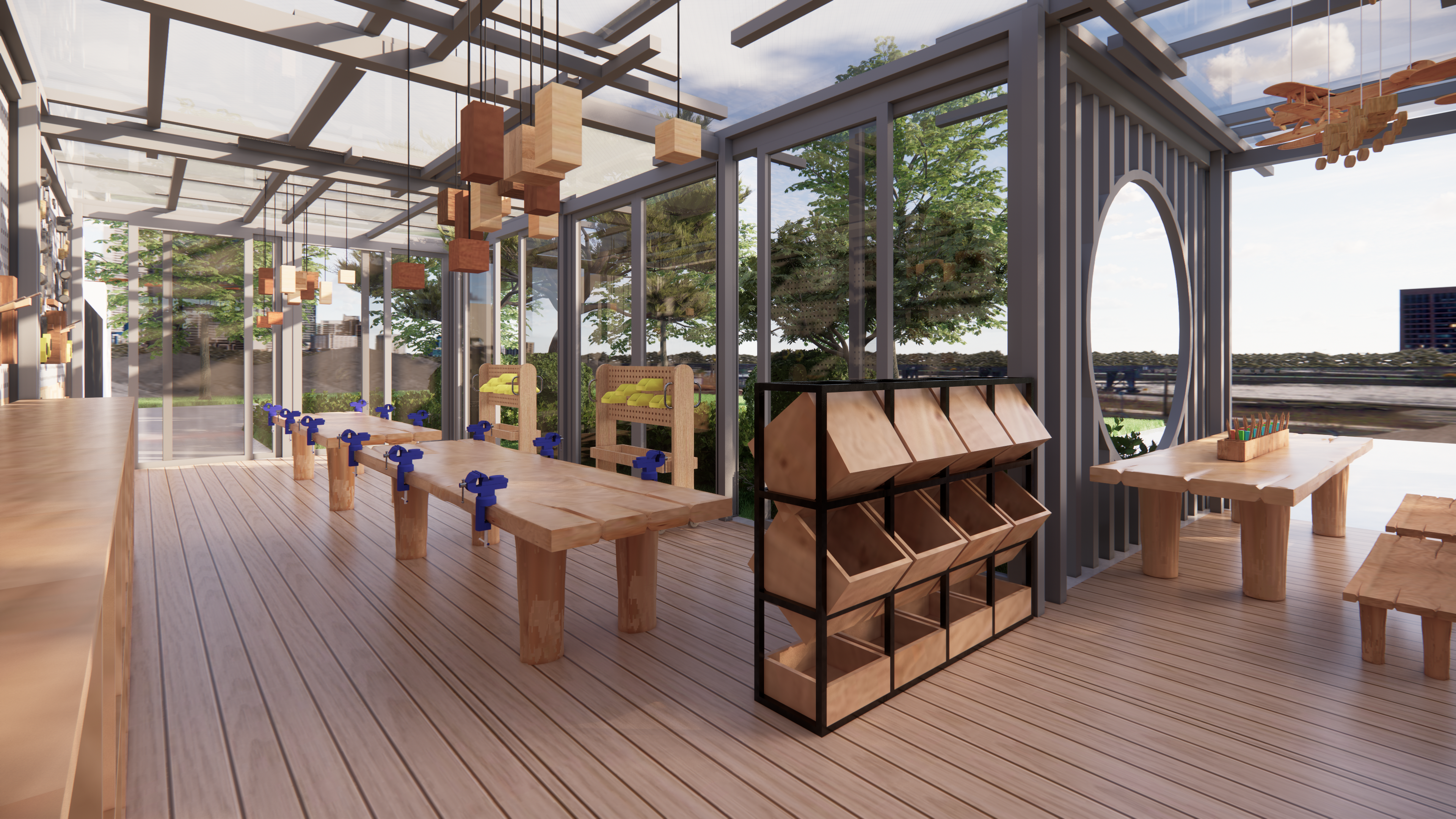 Outdoor design, planting design, toddler operation, steel frame structure,，