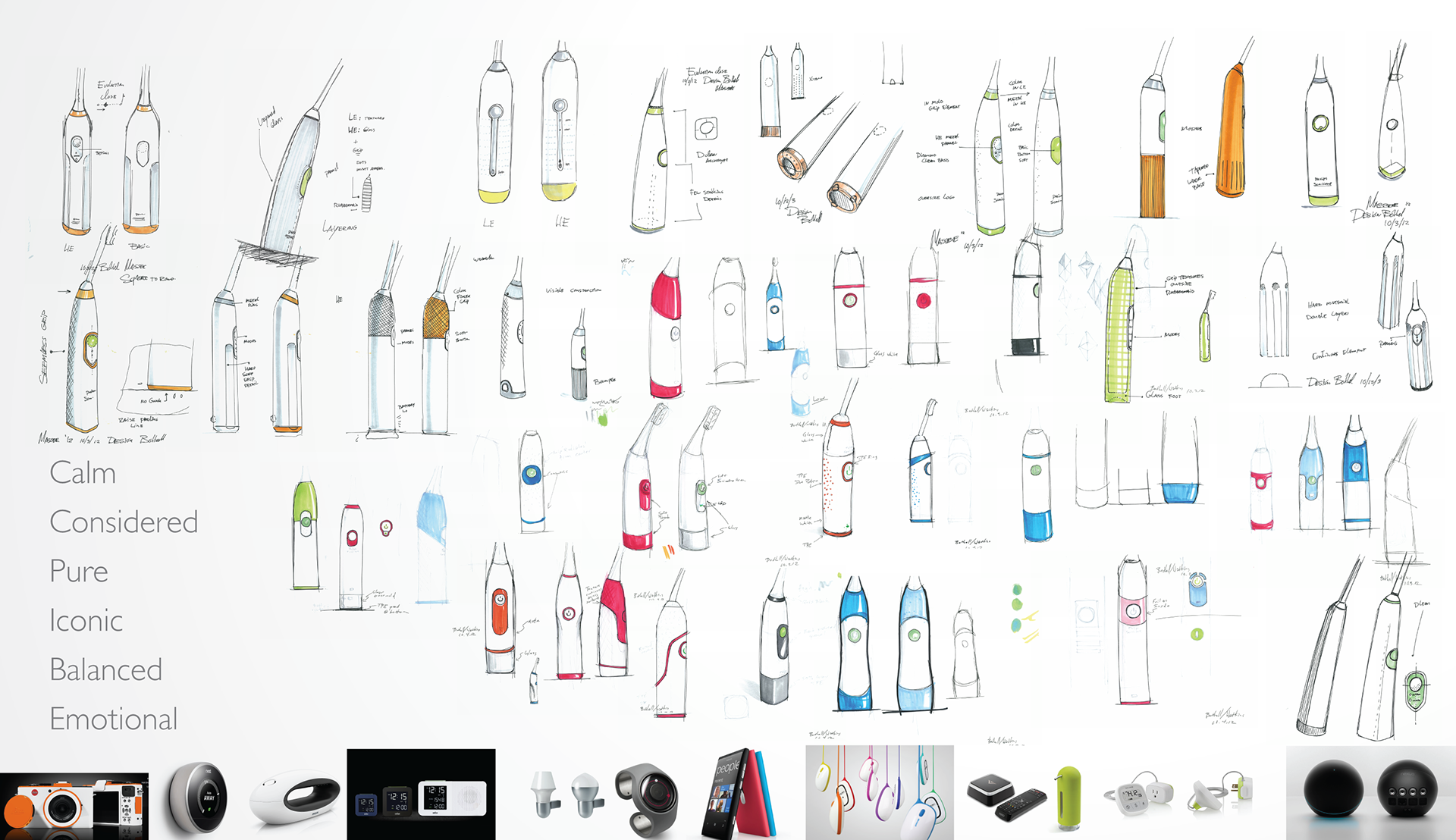 Rendering，Hand drawn manuscript，Electric toothbrush，2015if Award，Philips Sonicare，Oral care，Acoustic vibration，