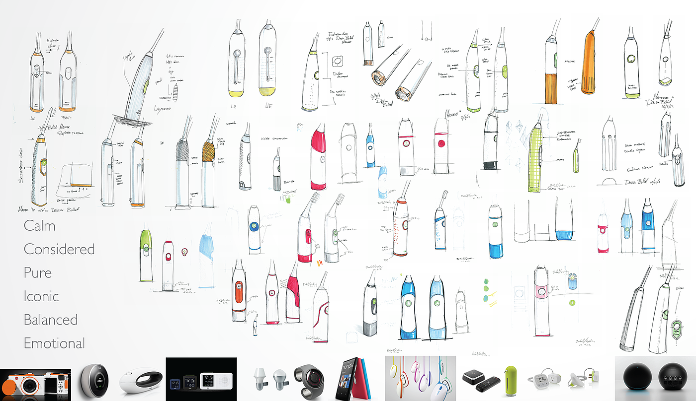 Rendering，Hand drawn manuscript，Electric toothbrush，2015if Award，Philips Sonicare，Oral care，Acoustic vibration，