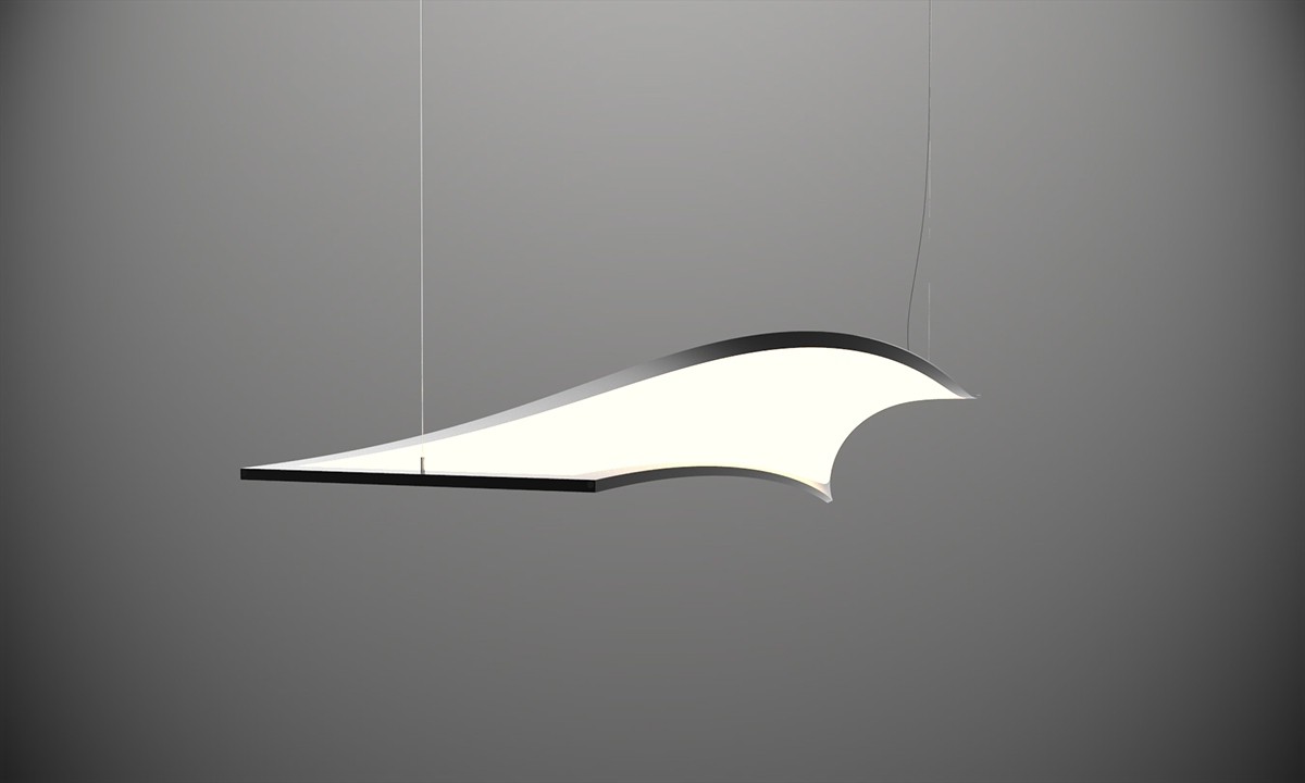 a chandelier，OLED，Twist，Aluminum frame，office，