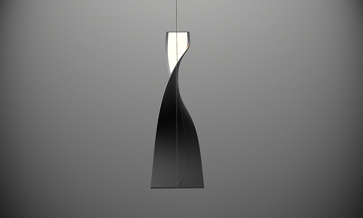 a chandelier，OLED，Twist，Aluminum frame，office，