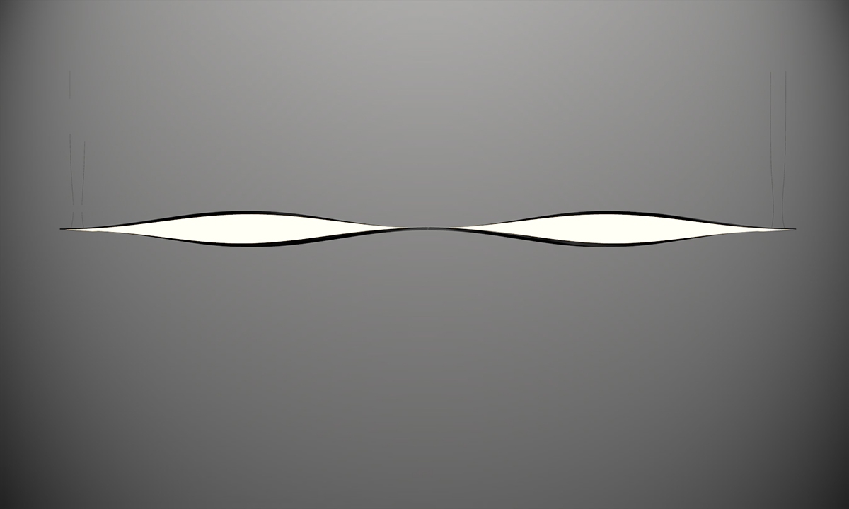 a chandelier，OLED，Twist，Aluminum frame，office，