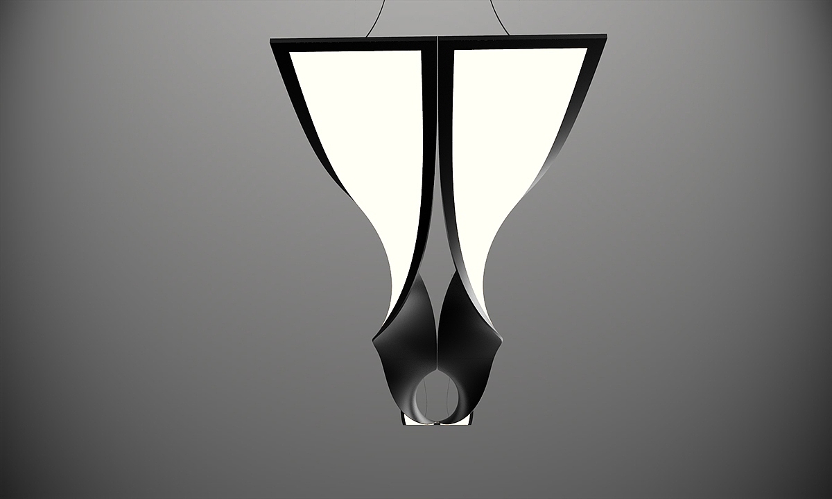 a chandelier，OLED，Twist，Aluminum frame，office，