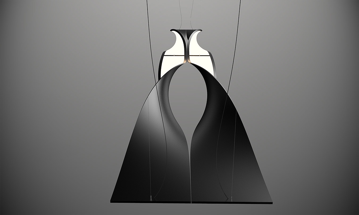 a chandelier，OLED，Twist，Aluminum frame，office，