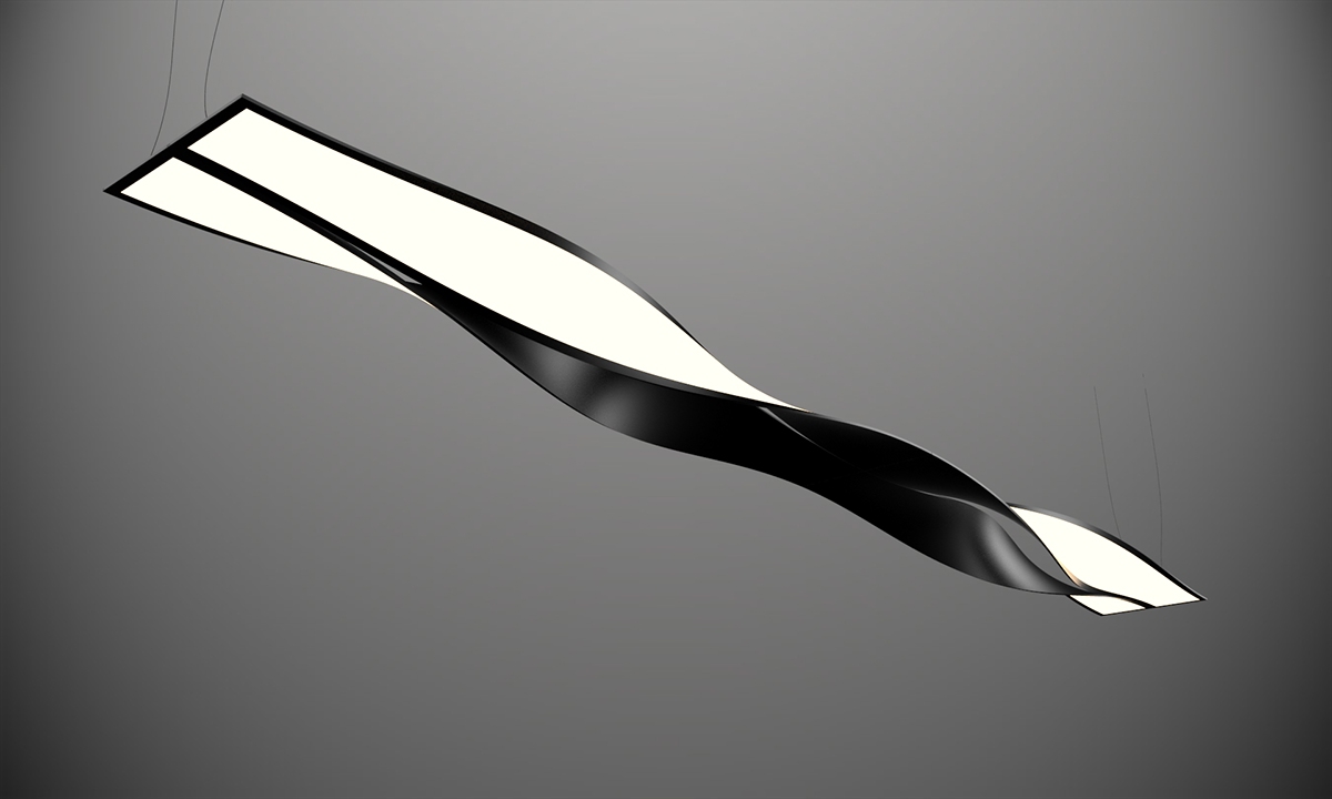 a chandelier，OLED，Twist，Aluminum frame，office，