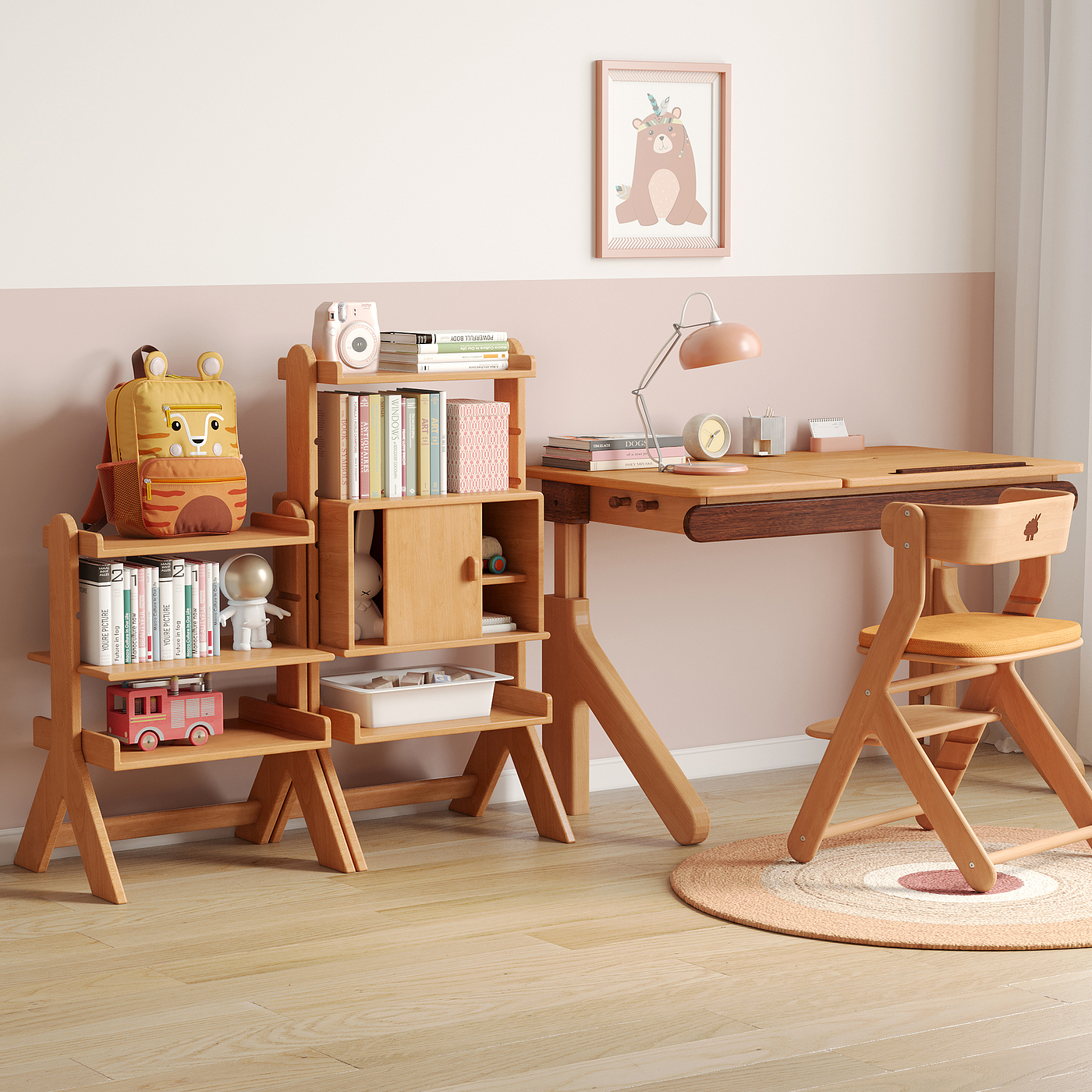 Children's furniture，Receive，Wooden furniture，Modular design，solid wood，