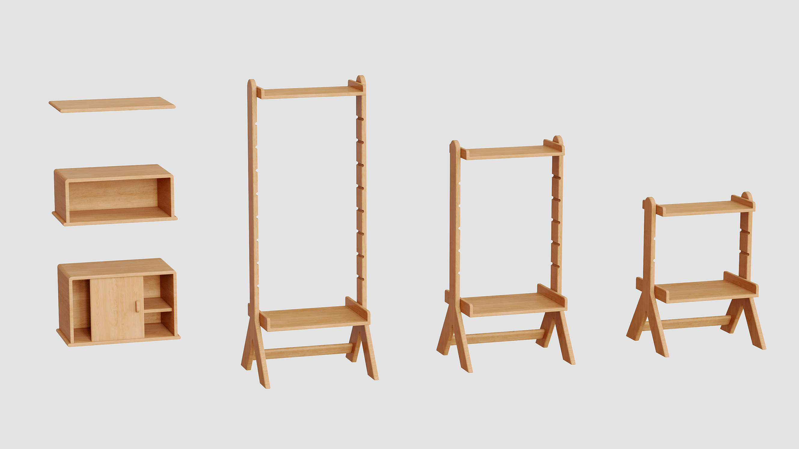 Children's furniture，Receive，Wooden furniture，Modular design，solid wood，