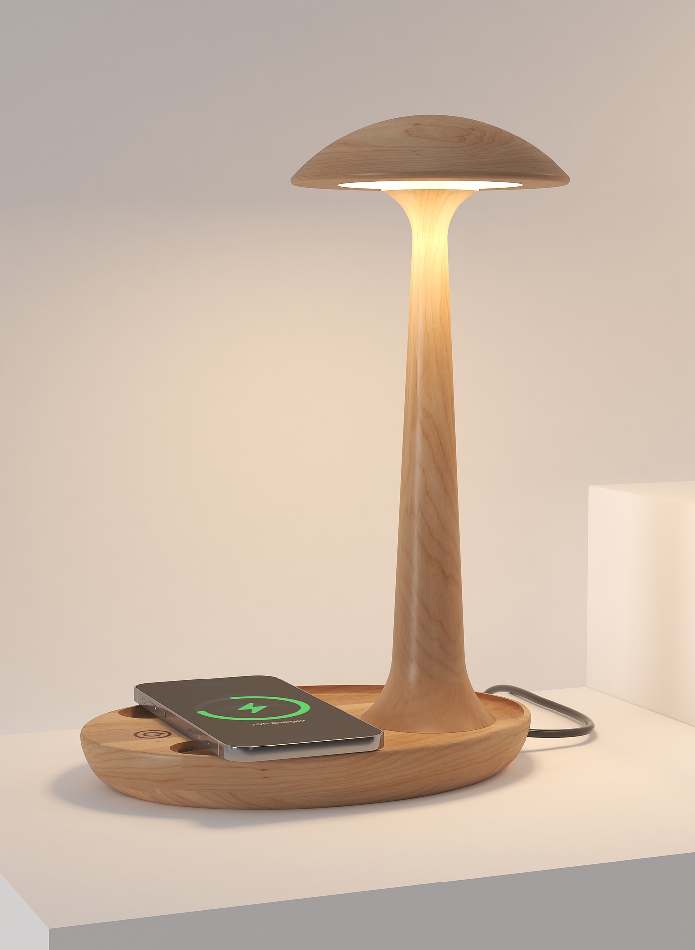 Wireless charging，solid wood，original，Eye protection desk lamp，