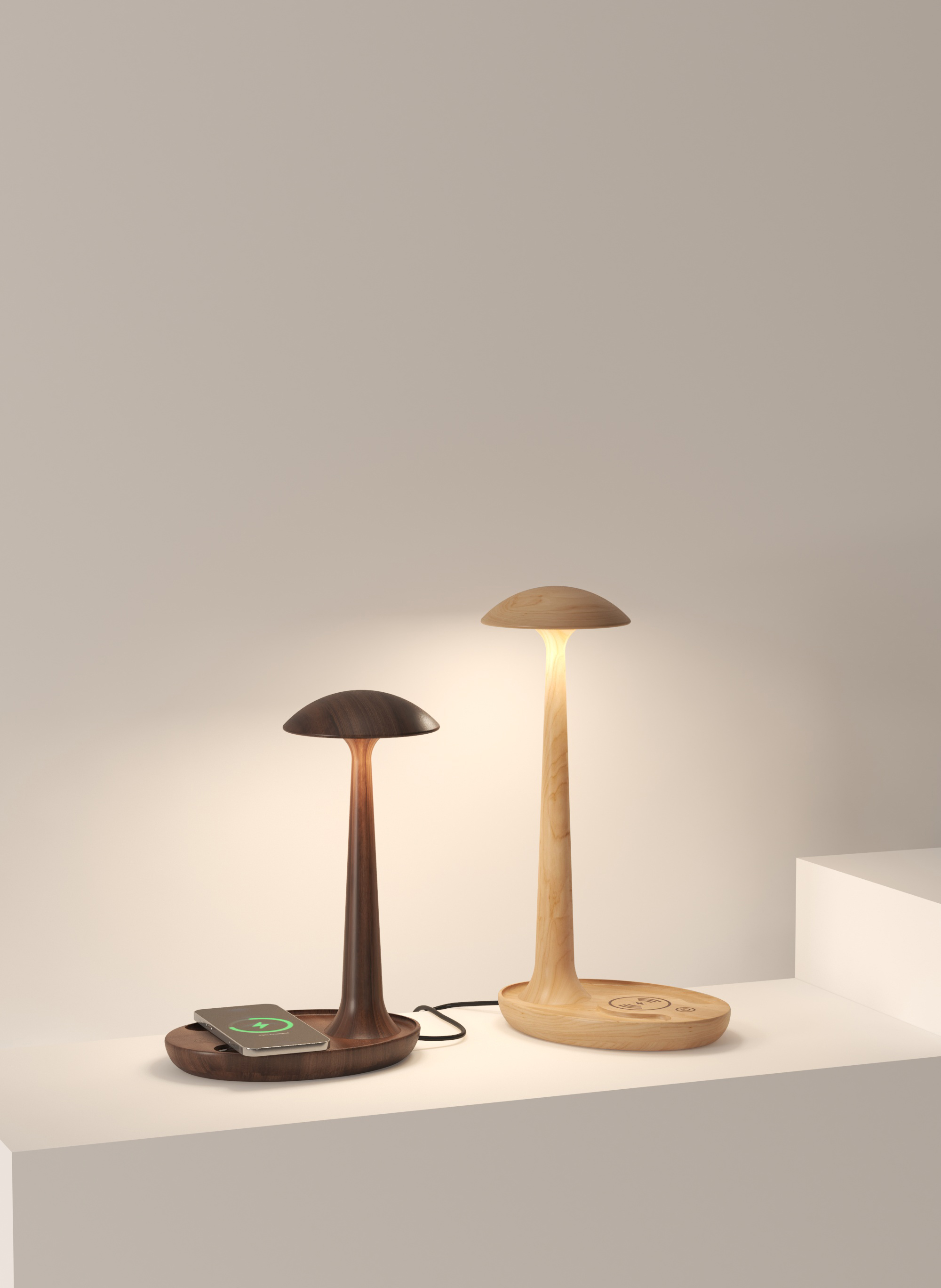 Wireless charging，solid wood，original，Eye protection desk lamp，