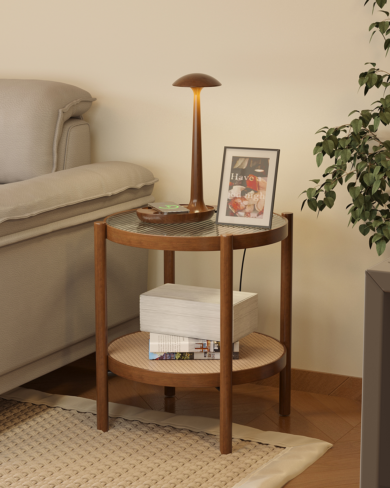 Wireless charging，solid wood，original，Eye protection desk lamp，