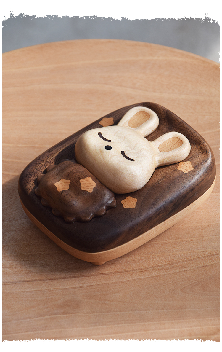 Original design，Wood Crafts，Deciduous tooth box，cute rabbit，Handicrafts，