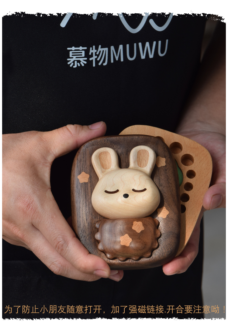 Original design，Wood Crafts，Deciduous tooth box，cute rabbit，Handicrafts，
