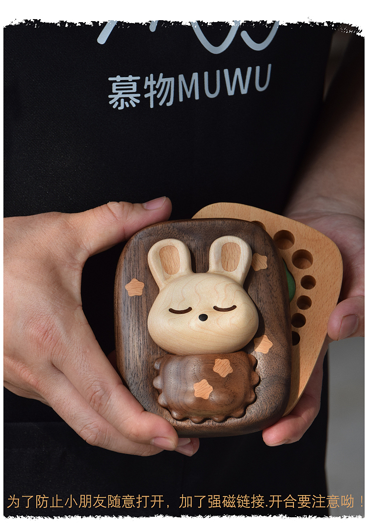 Original design，Wood Crafts，Deciduous tooth box，cute rabbit，Handicrafts，