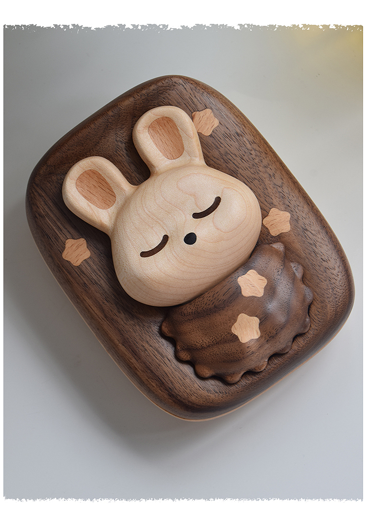 Original design，Wood Crafts，Deciduous tooth box，cute rabbit，Handicrafts，