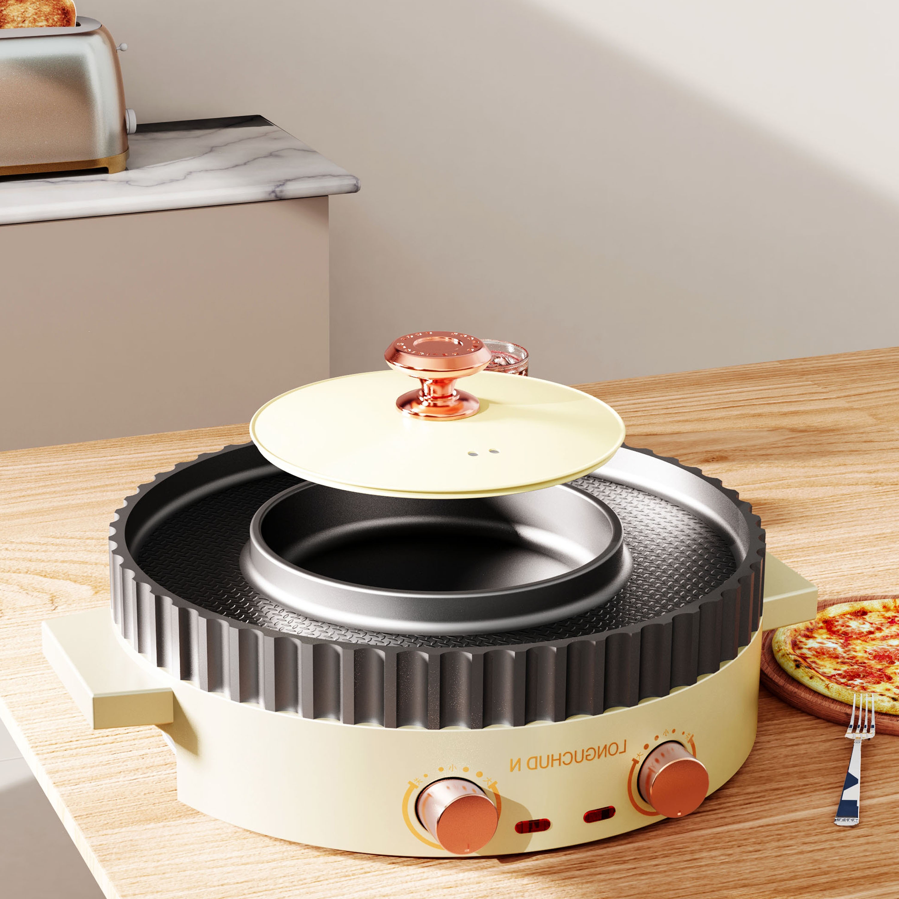 Rinse and bake integrated pot，small home appliances，Baking，Shabu，Baking tray，product design，Household appliances，electric rice cooker，