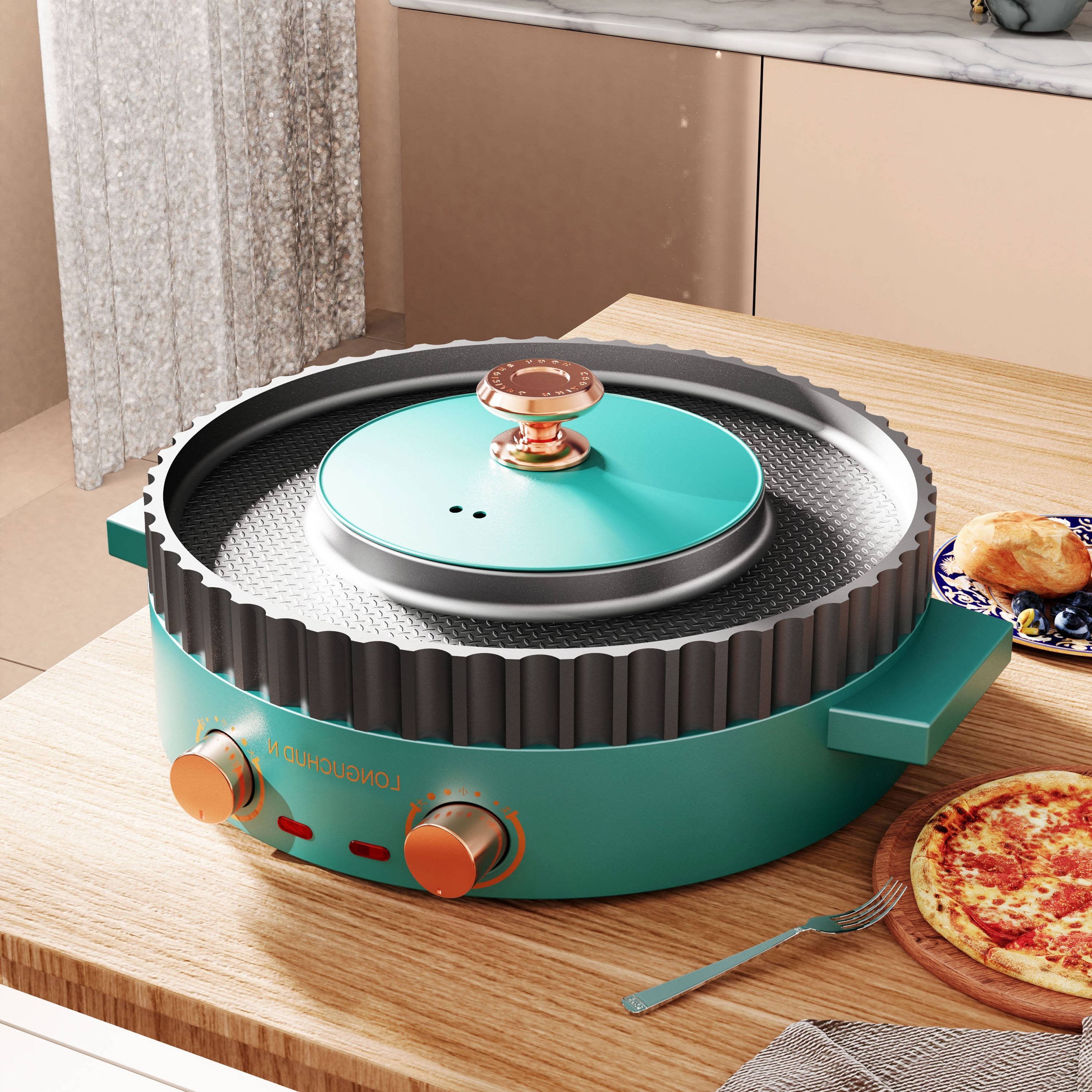 Rinse and bake integrated pot，small home appliances，Baking，Shabu，Baking tray，product design，Household appliances，electric rice cooker，