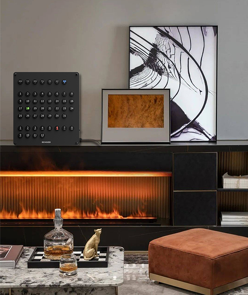 wifi electronic calendar，RGB atmosphere lamp，Cyberpunk，The table is set up.，Creative sense of science and technology，perpetual calendar，Electric competition room ins good things，calendar，
