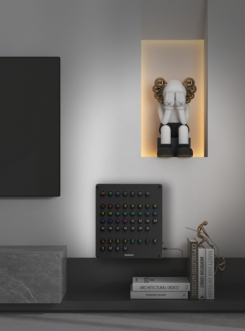 wifi electronic calendar，RGB atmosphere lamp，Cyberpunk，The table is set up.，Creative sense of science and technology，perpetual calendar，Electric competition room ins good things，calendar，