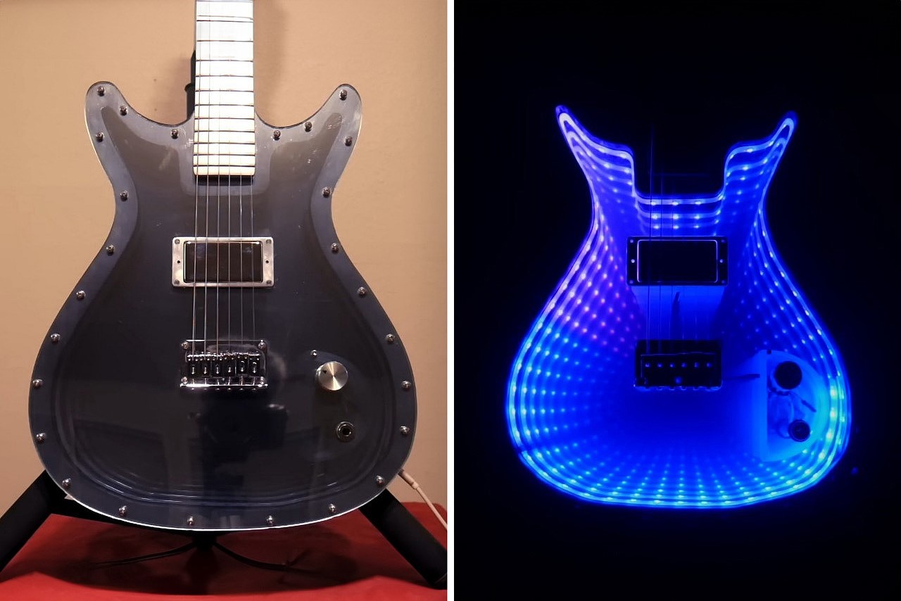 Electric guitar，product design，infinite mirror guitar，