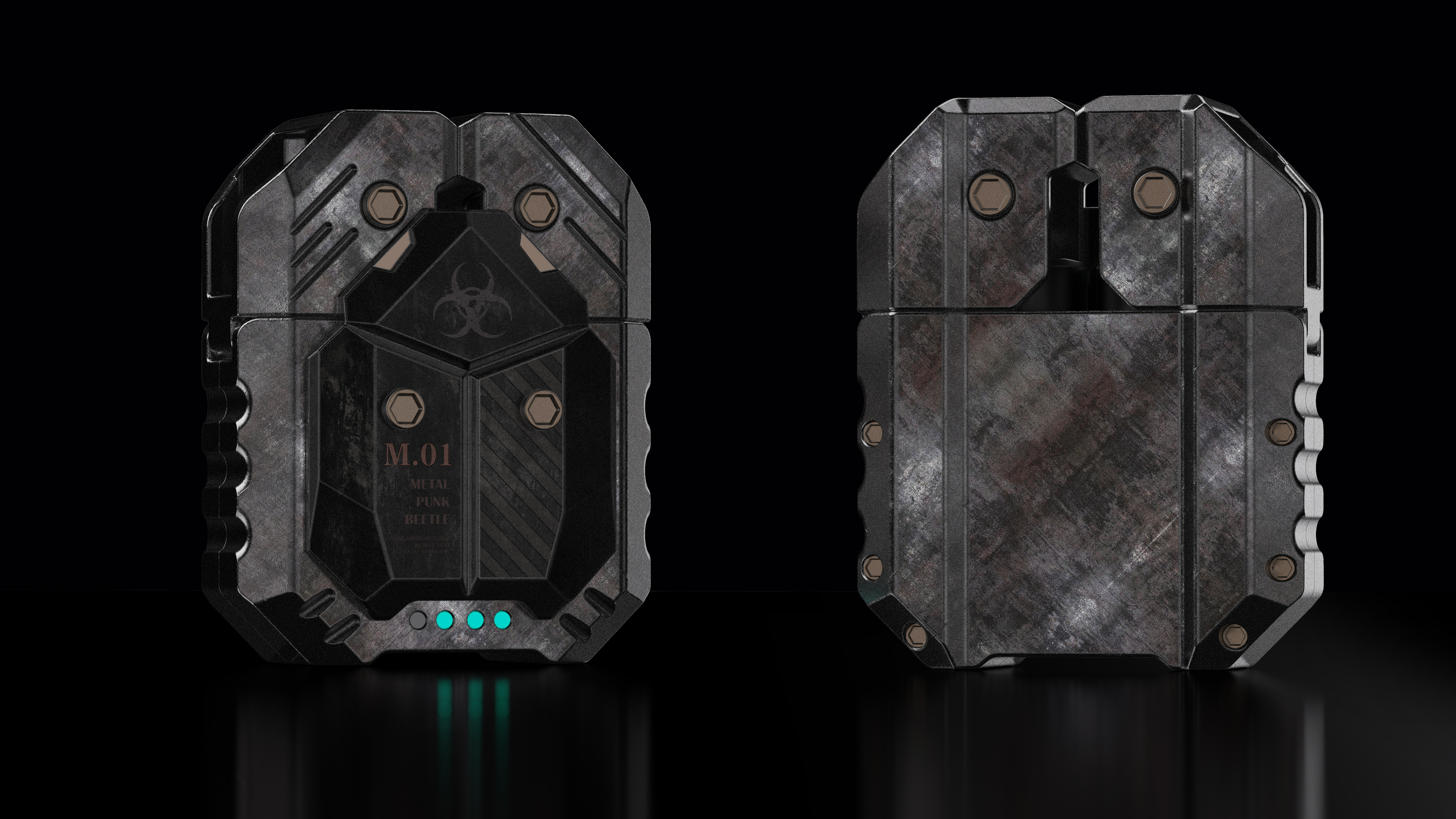 TWS headset，Bluetooth headset，Metal，science fiction，Waste soil wind，Bionics Design ，beetle，Battle damage wind，