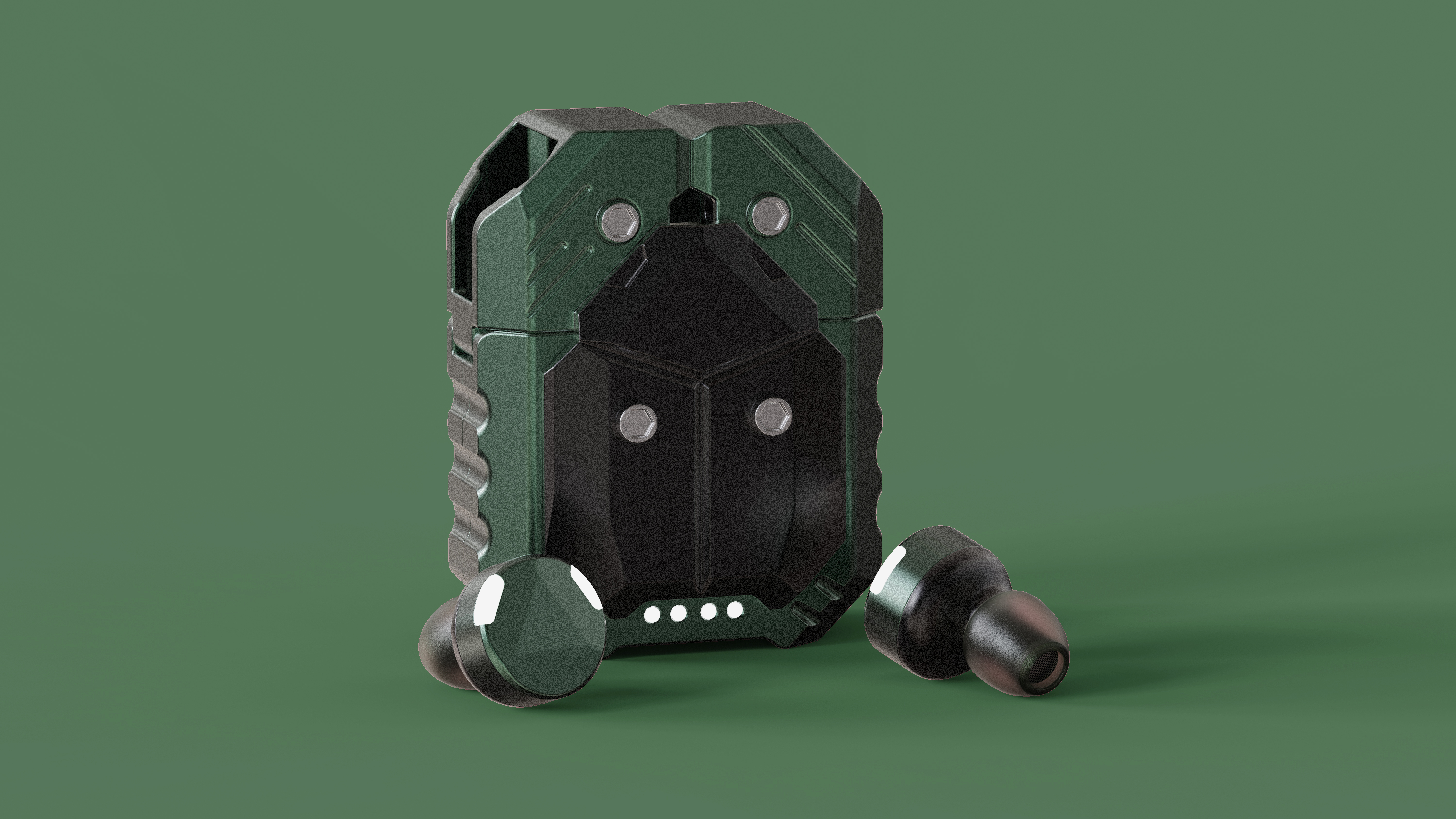 TWS headset，Bluetooth headset，Metal，science fiction，Waste soil wind，Bionics Design ，beetle，Battle damage wind，