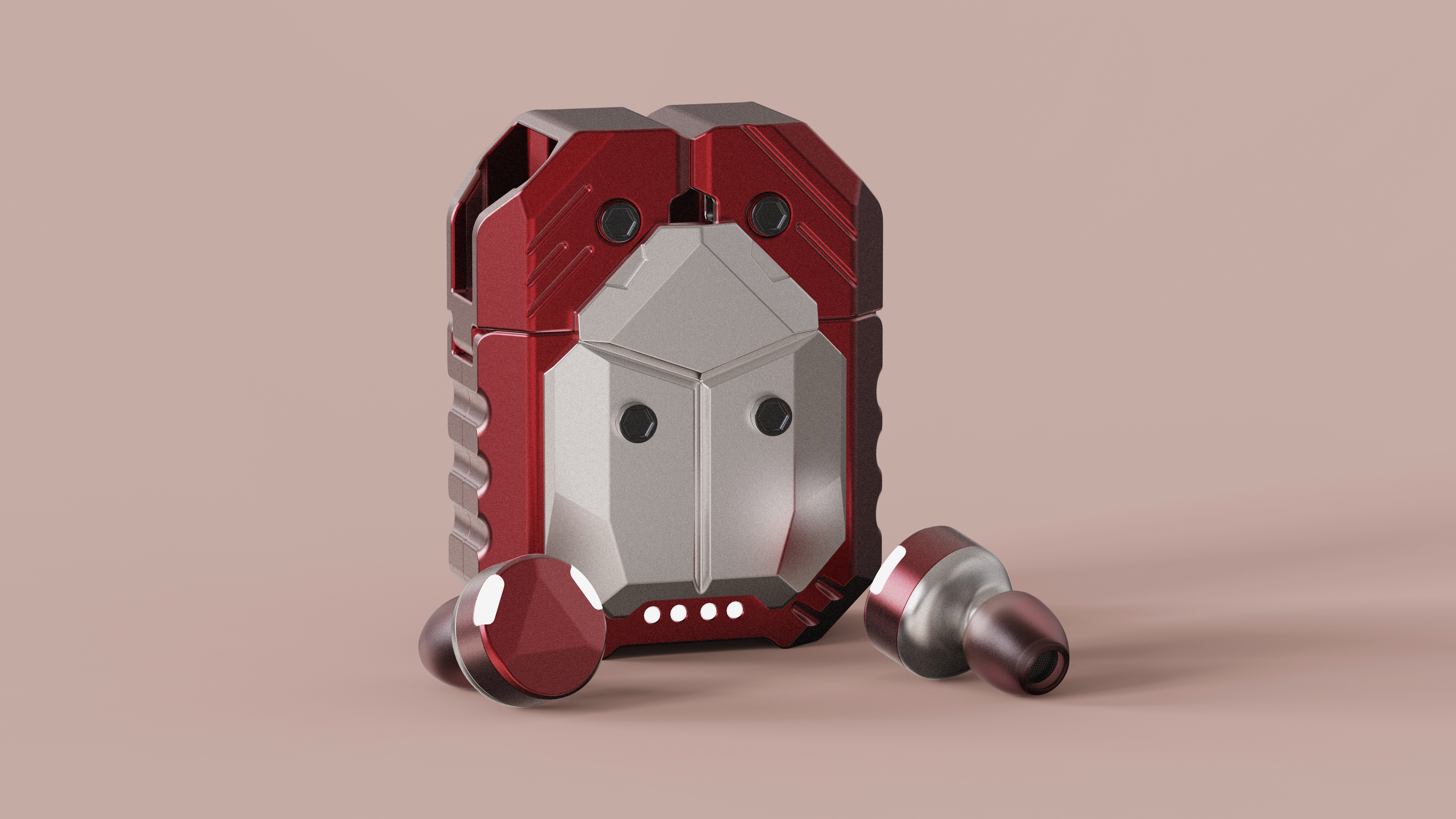 TWS headset，Bluetooth headset，Metal，science fiction，Waste soil wind，Bionics Design ，beetle，Battle damage wind，