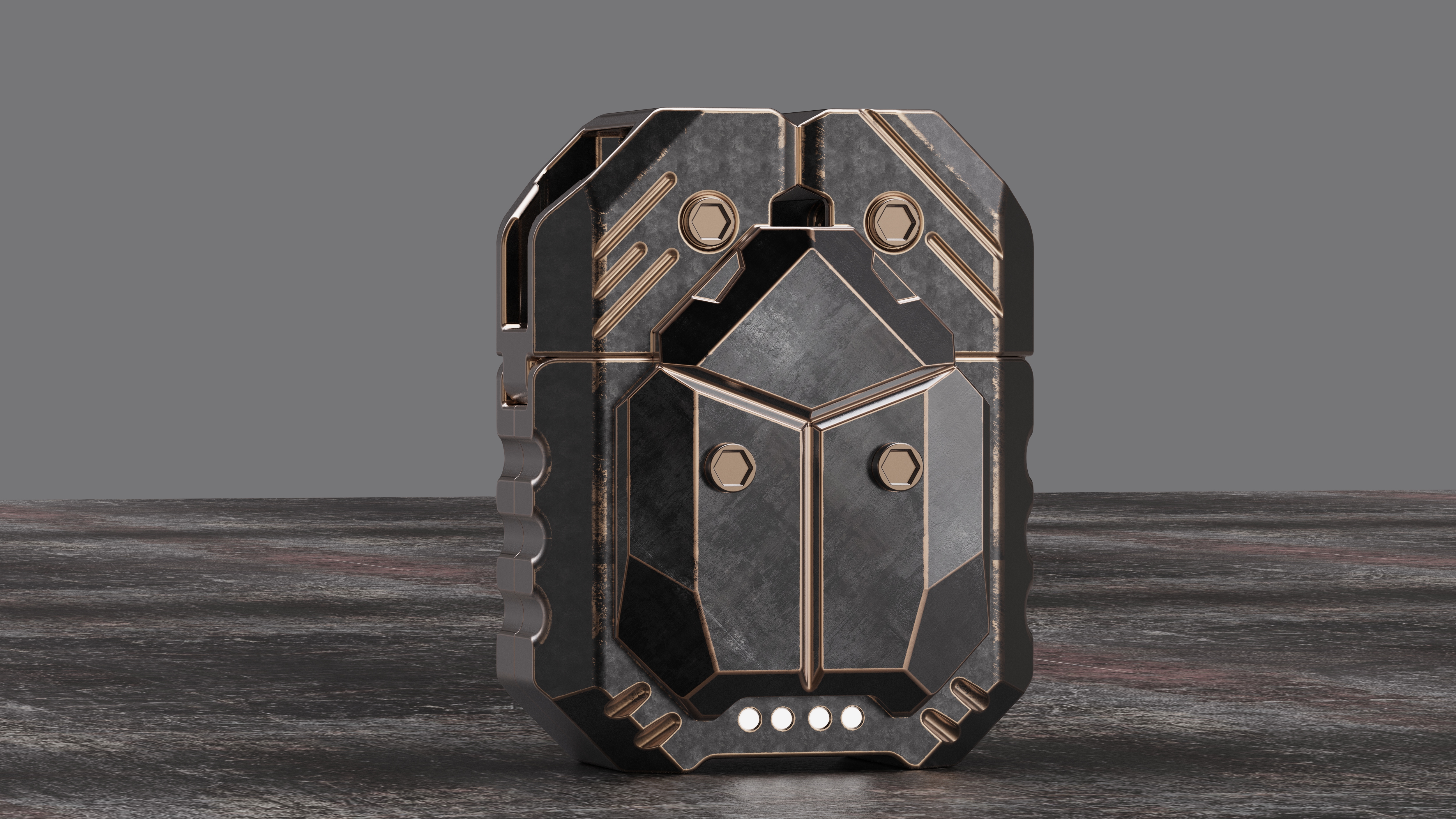 TWS headset，Bluetooth headset，Metal，science fiction，Waste soil wind，Bionics Design ，beetle，Battle damage wind，