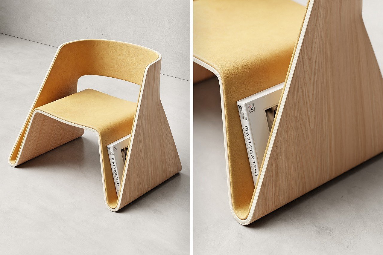 Leisure chair，Magazine rack，Integrated，Plywood，