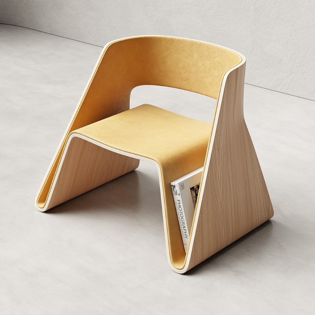 Leisure chair，Magazine rack，Integrated，Plywood，