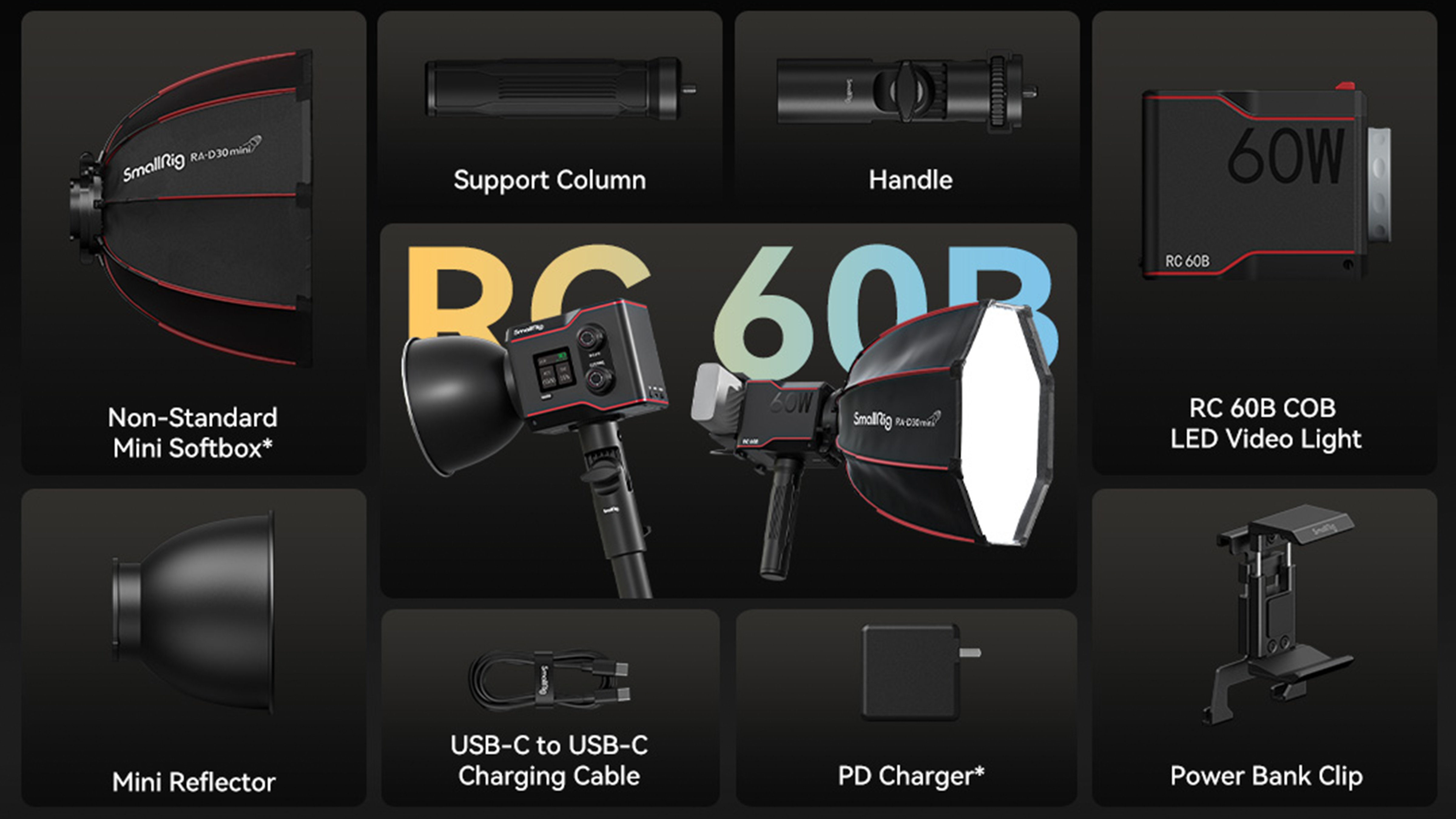 Video fill light，RC 60B，60W，mini photography lamp，