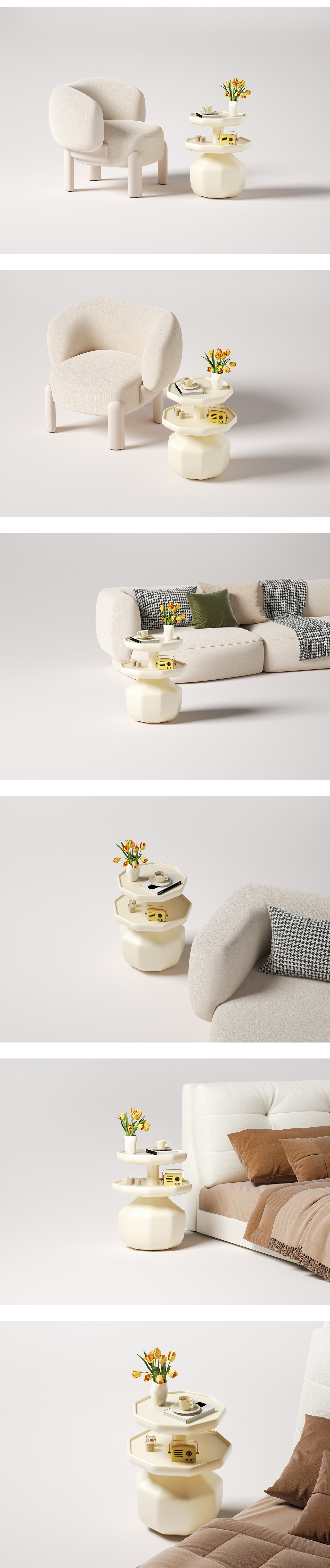 furniture，furniture design ，Cream wind，Small side a few，Storage rack，bedside cupboard，tea table，Lotus，