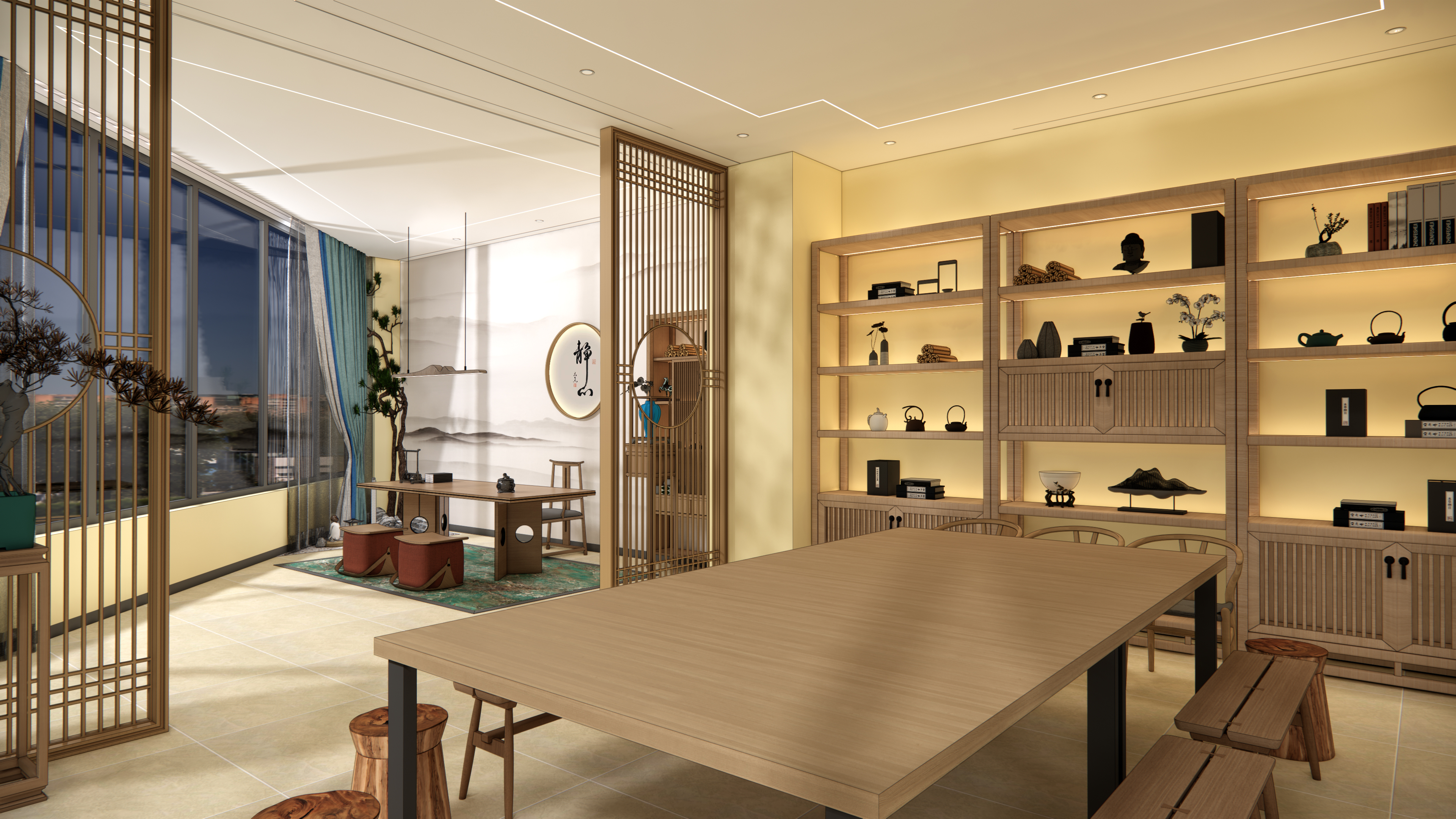 teahouse，New Chinese style，tea culture，Simplicity，