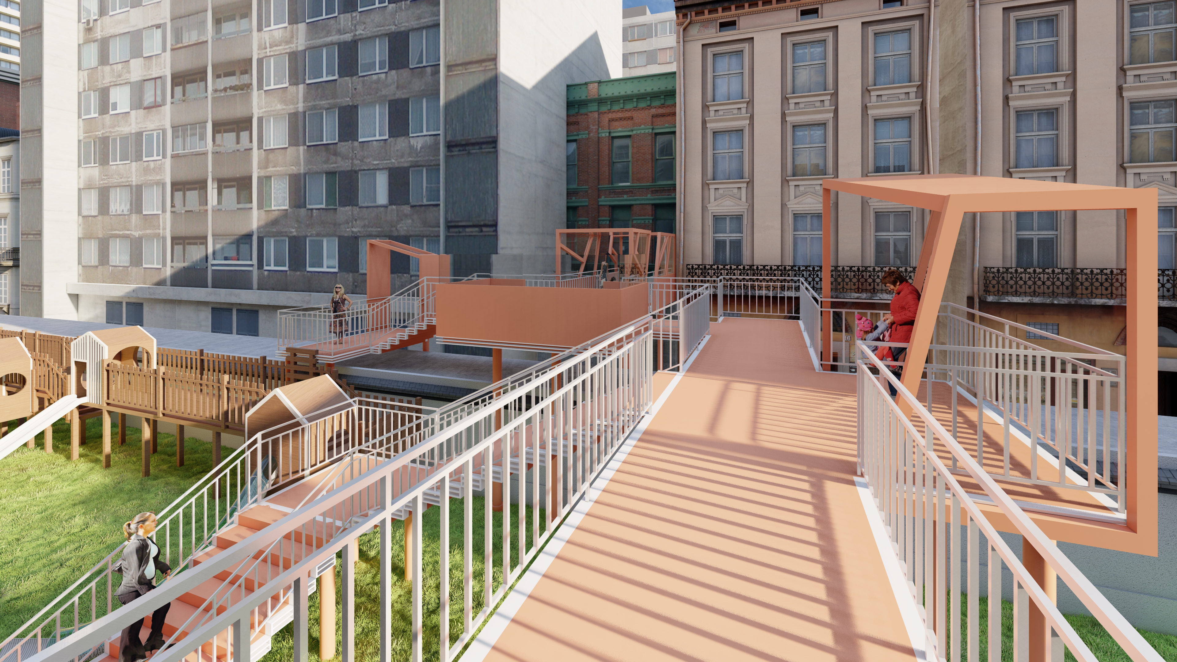 District renovation, convenient transportation, plank road, outdoor，