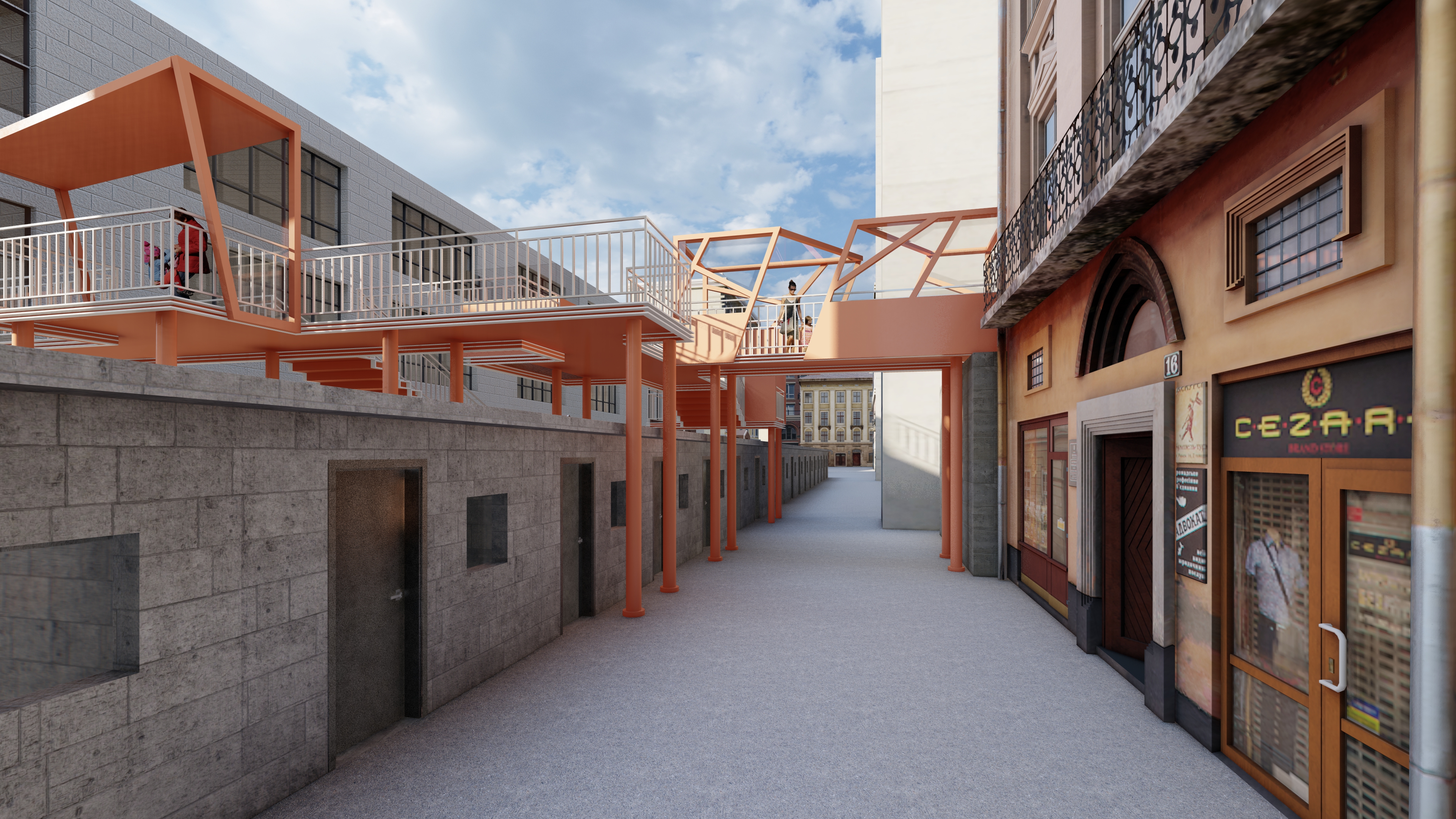 District renovation, convenient transportation, plank road, outdoor，