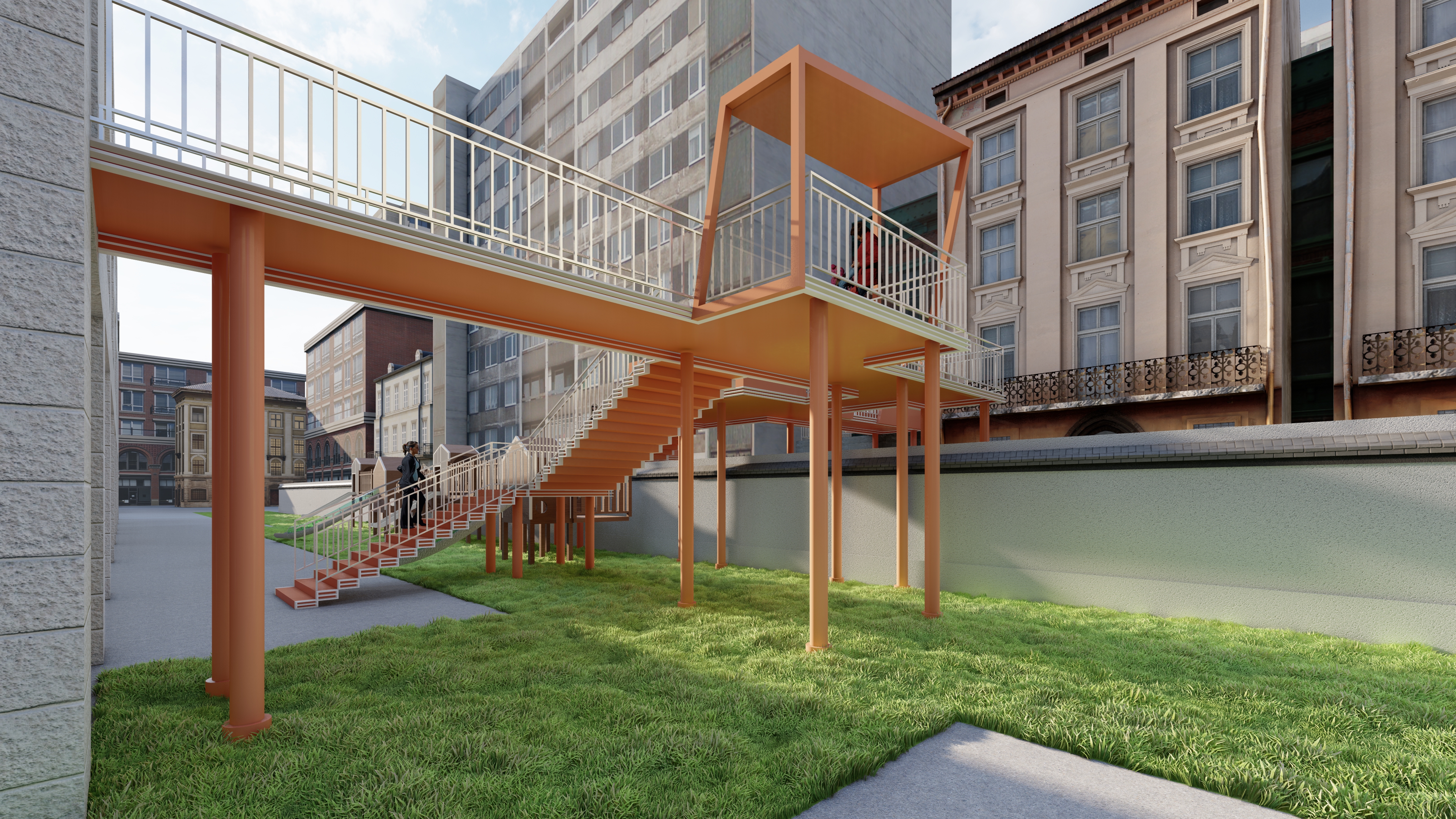 District renovation, convenient transportation, plank road, outdoor，