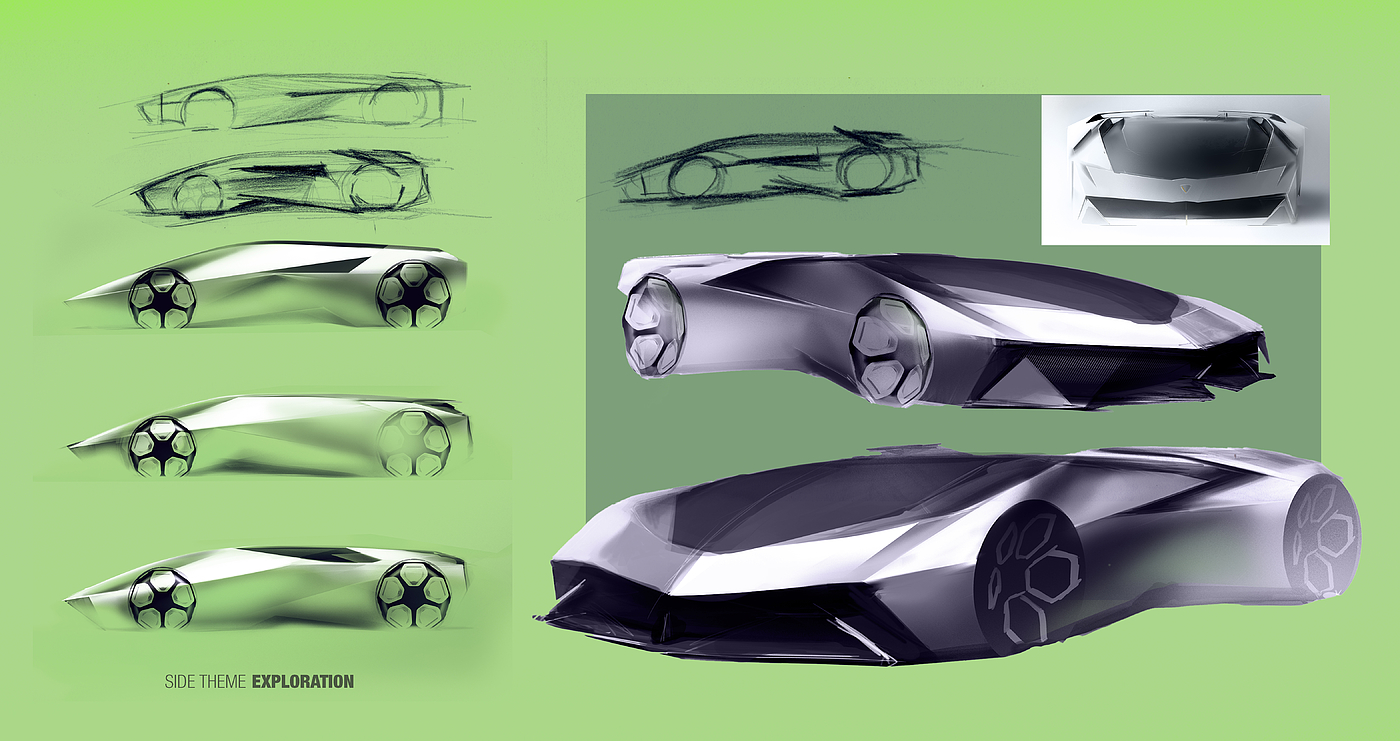 design sketch，Automobile design，Super run，Lamborghini，