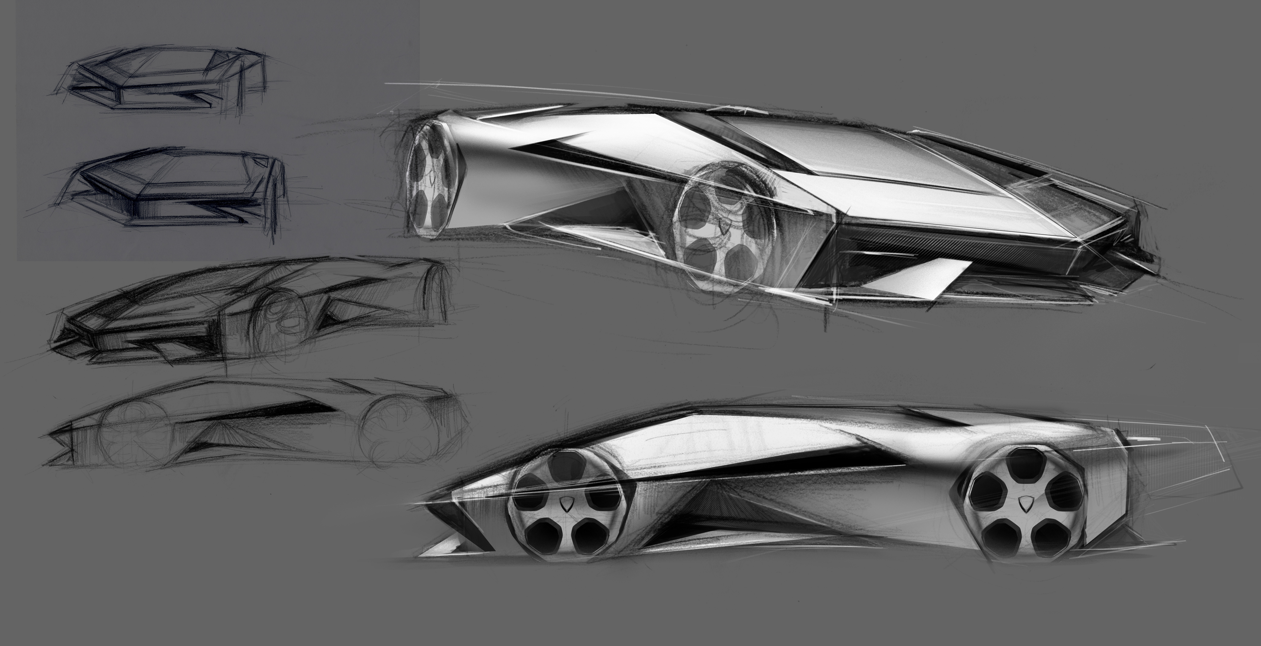 design sketch，Automobile design，Super run，Lamborghini，