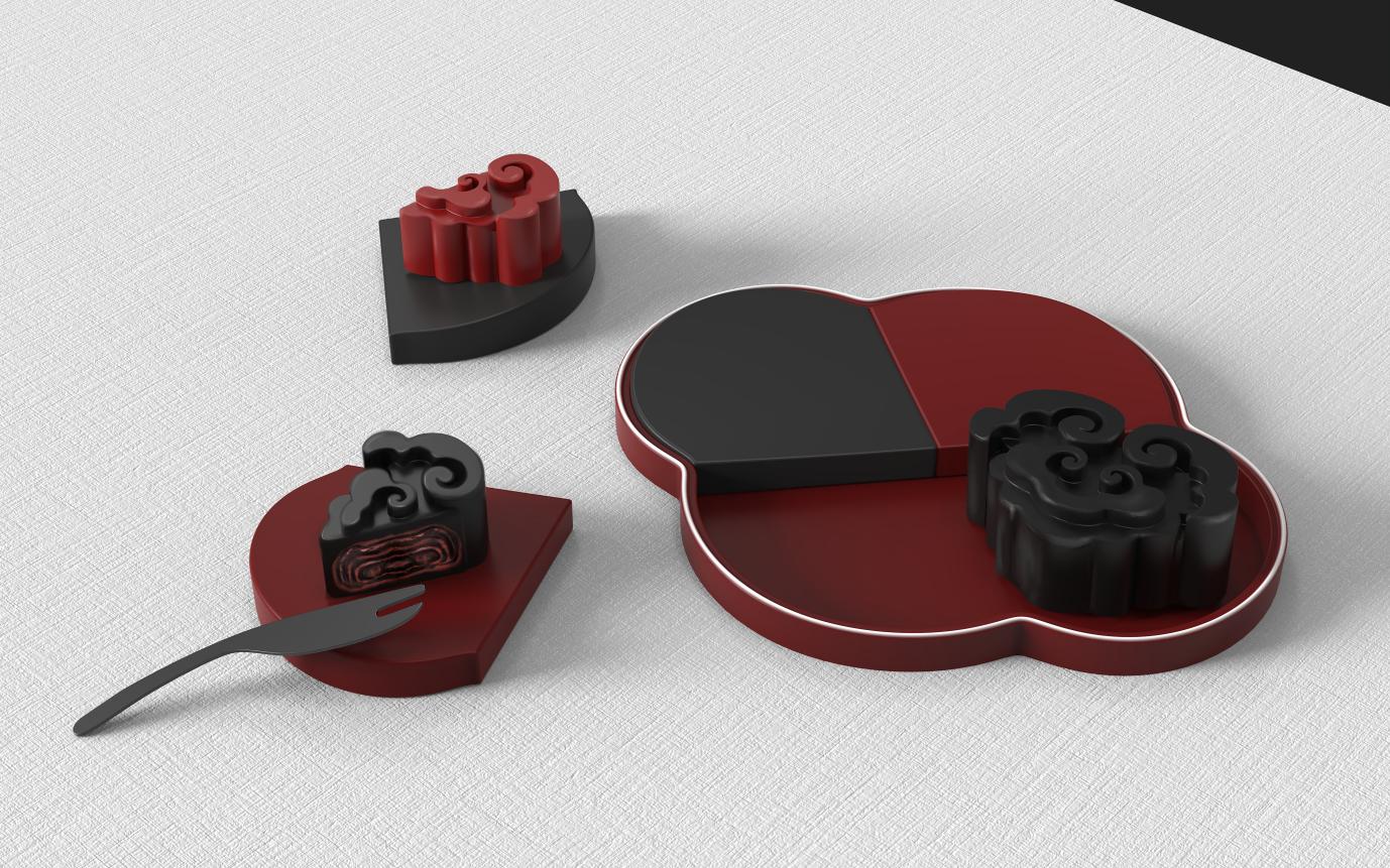 tableware，Moon Cake，Carved paint，National style，