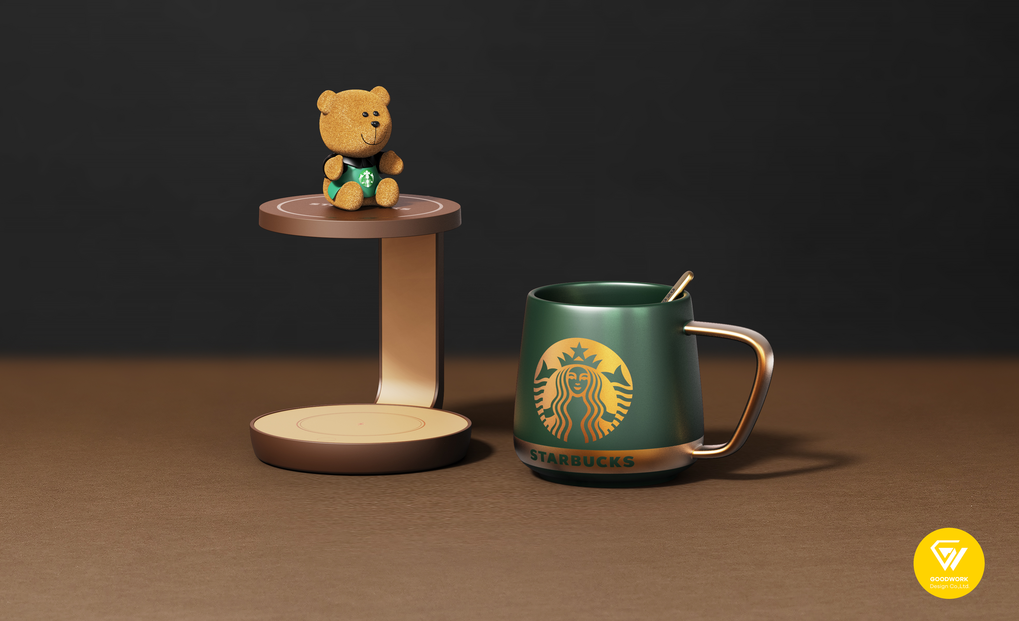 Thermostatic coaster，Mobile wireless charging，Starbucks，IP tide play，