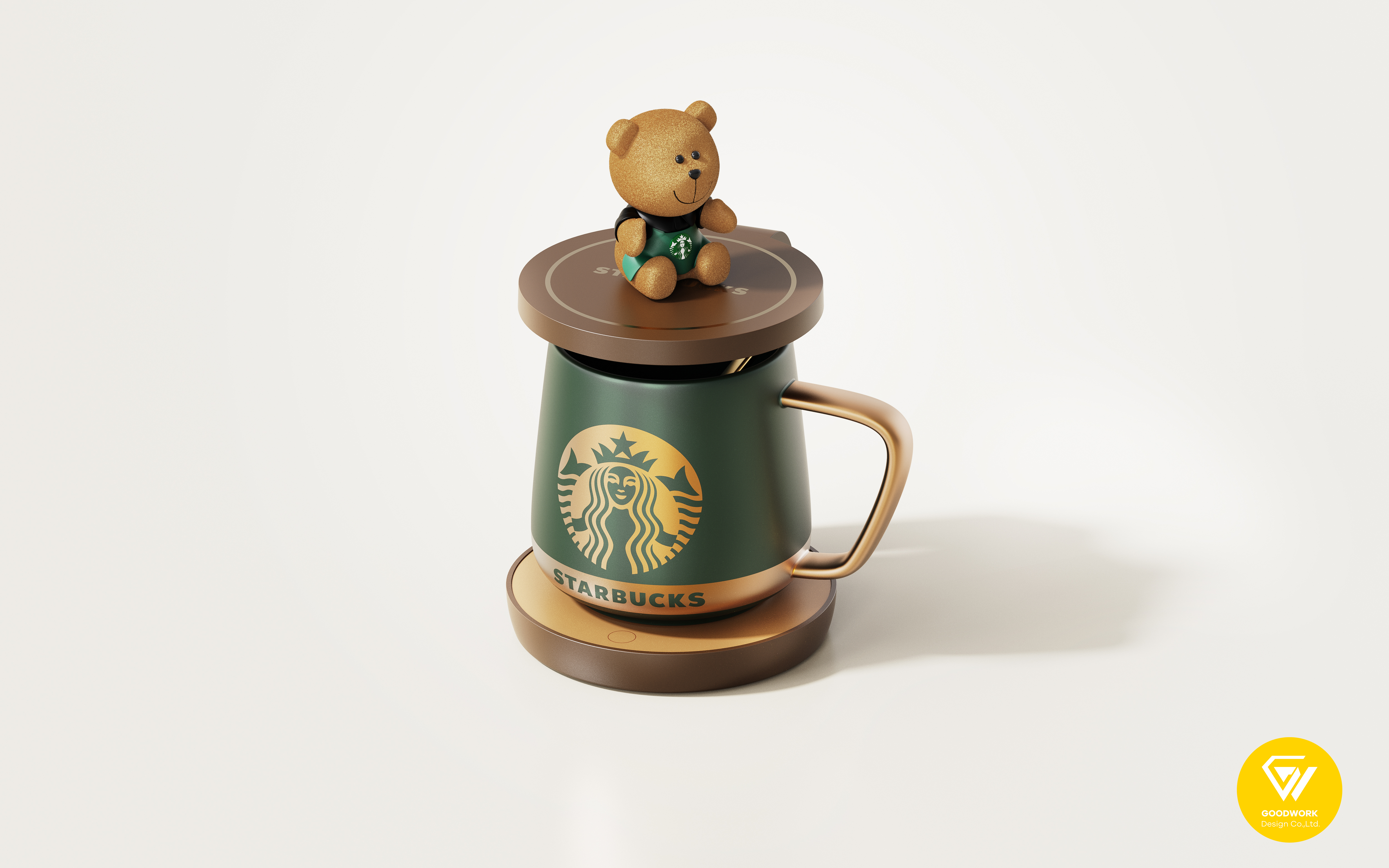 Thermostatic coaster，Mobile wireless charging，Starbucks，IP tide play，