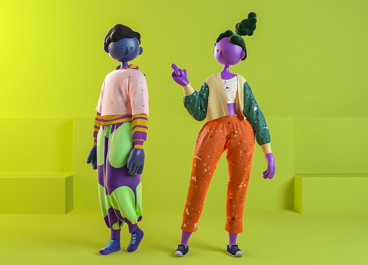 three-dimensional cartoon，character，biology，MD clothes，c4d，