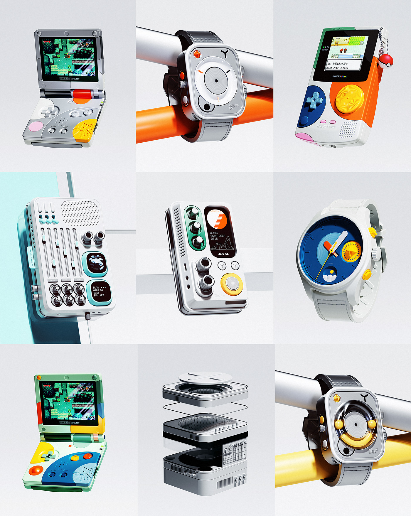 Render，aggregate，Cinema 4D Blender，Wrist watch，PSP，