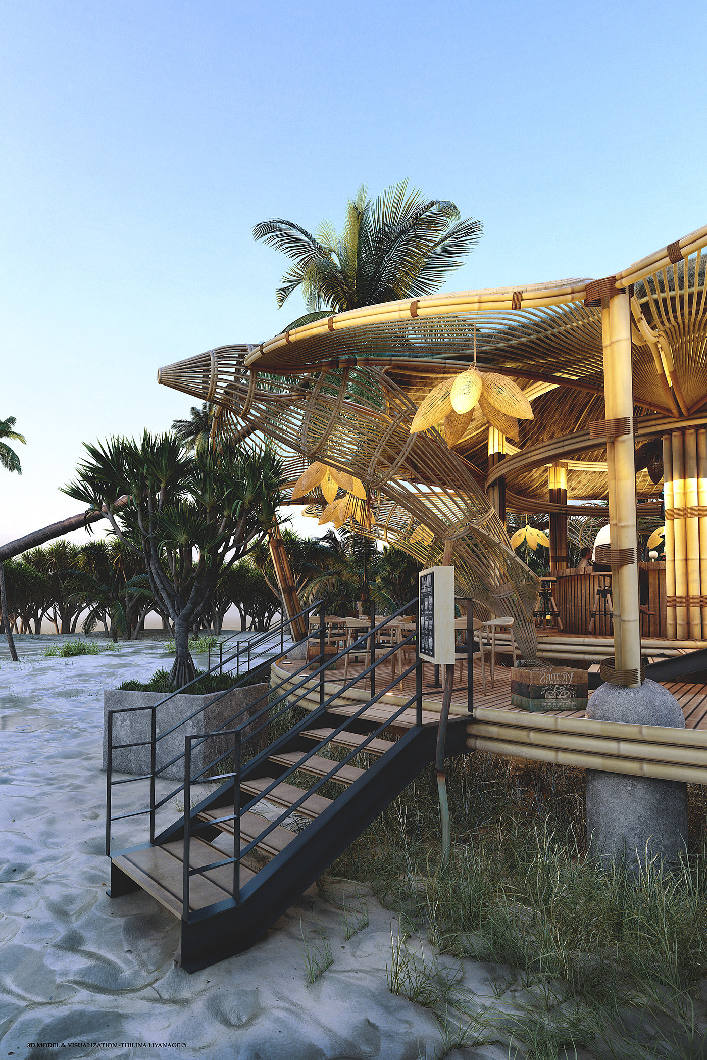 酒吧，海滩，咖啡店，概念设计，