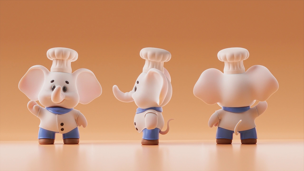 IP image design，packing design，White Elephant Instant Noodles，c4d，