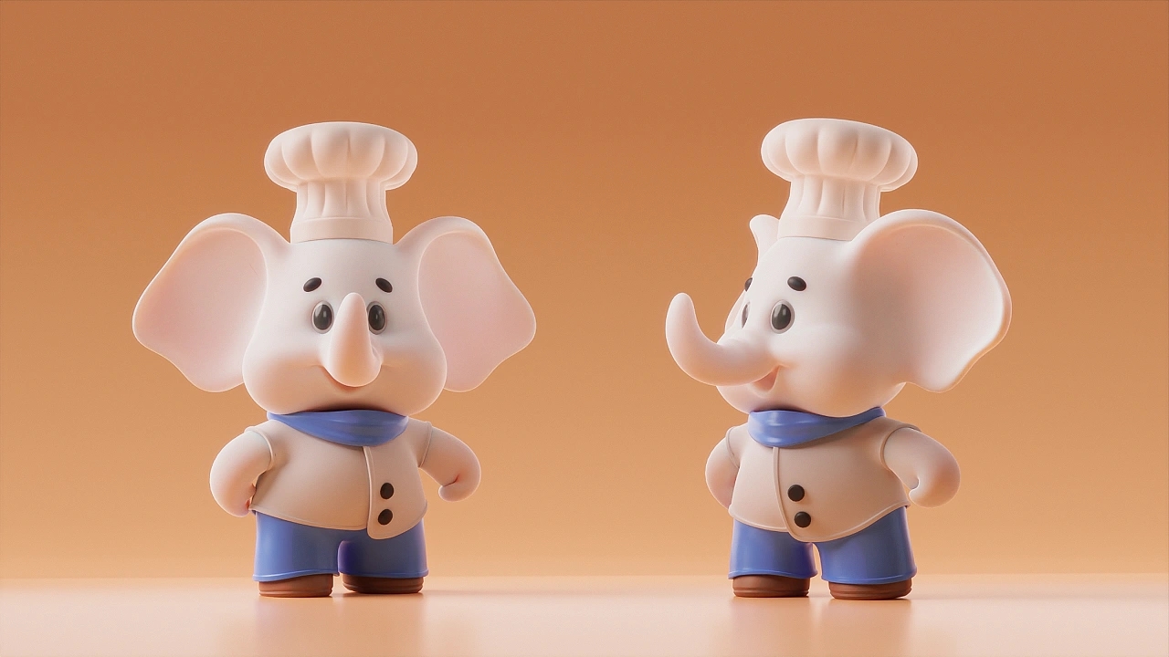 IP image design，packing design，White Elephant Instant Noodles，c4d，