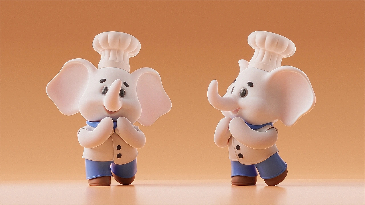 IP image design，packing design，White Elephant Instant Noodles，c4d，
